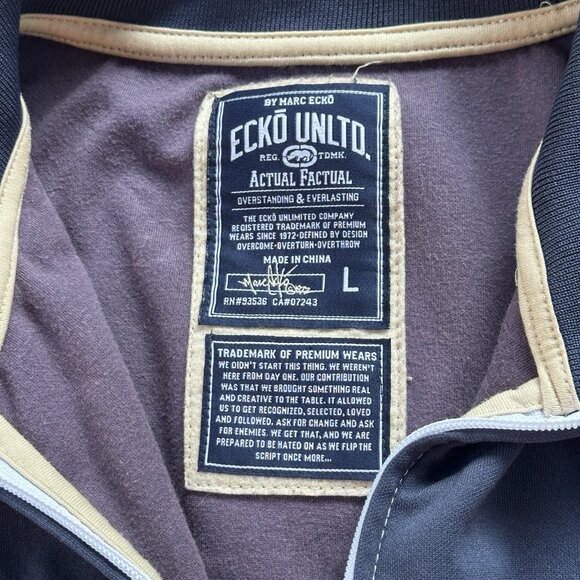 Vtg Ecko Unltd Track Jacket Blue Collared Full Zip Mens L Hip Hop Y2K Streetwear - Picture 8 of 13